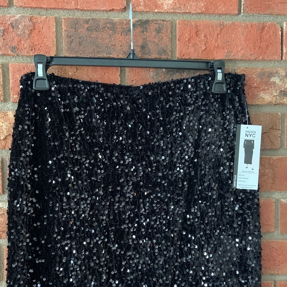 SALE! Madden NYC Black Sequin Side Slit Formal Maxi Skirt - Picture 4 of 6